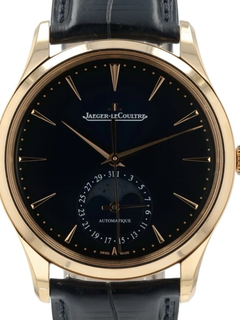 JLC Master Ultra-Thin Moon Blue Dial 18k Rose Gold 39mm Automatic Men’s